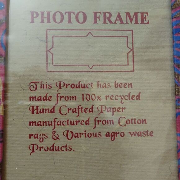 New Cane & Bamboo Pink‎ Blue Paisley 4x6 Double Photo Frame Hand Crafted - Picture 7 of 7